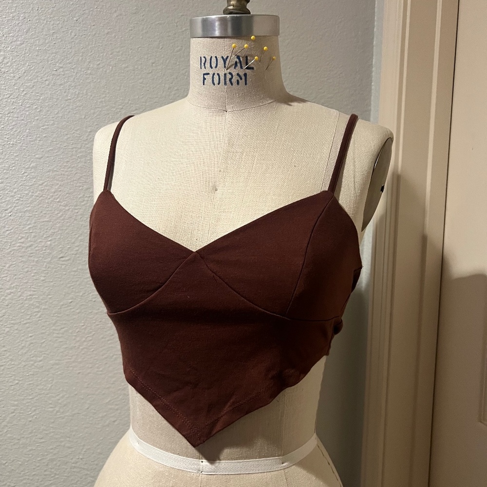 Brown Tie Crop Top